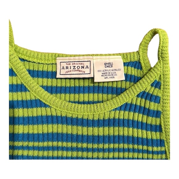 Y2K Blue & Green Striped Knit Tank Top – Arizona Jean Co. Small - Picture 2 of 3